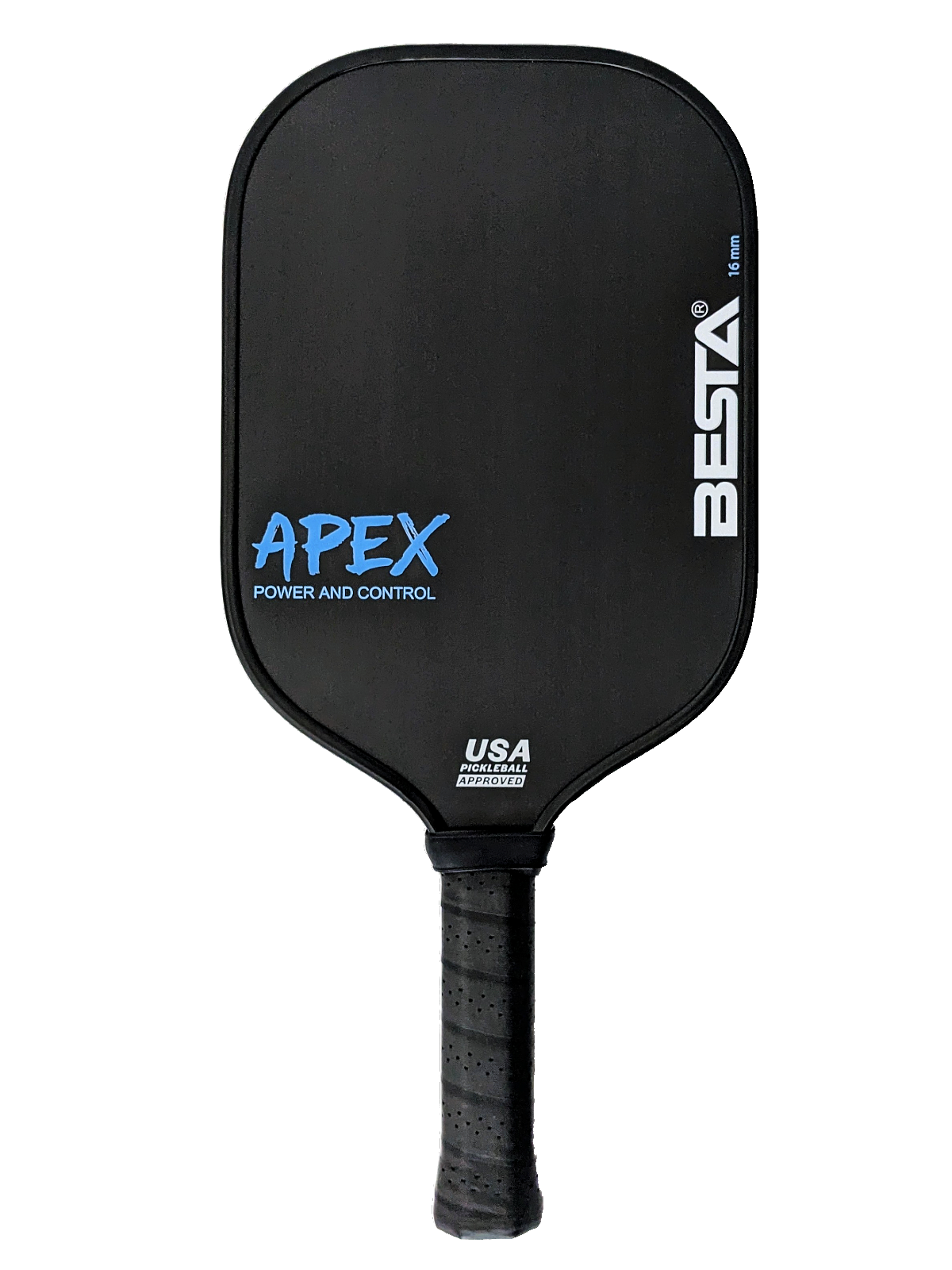 APEX Pickleball Paddle, Raw Carbon Fiber, Thermoformed with Foam Injected, Unibody Construction (White on Black, 16mm APEX Pickleball Paddle, Raw Carbon Fiber, Thermoformed with Foam Injected, Unibody Construction (White on Black, 16mm