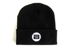 Black Beanie Hat, White B Logo