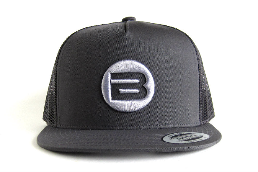 B Logo Snapback Trucker Hat | Monotone Gray Mesh Cap – BESTA
