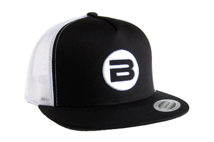 Black & White Snapback Mesh Hat - Angle