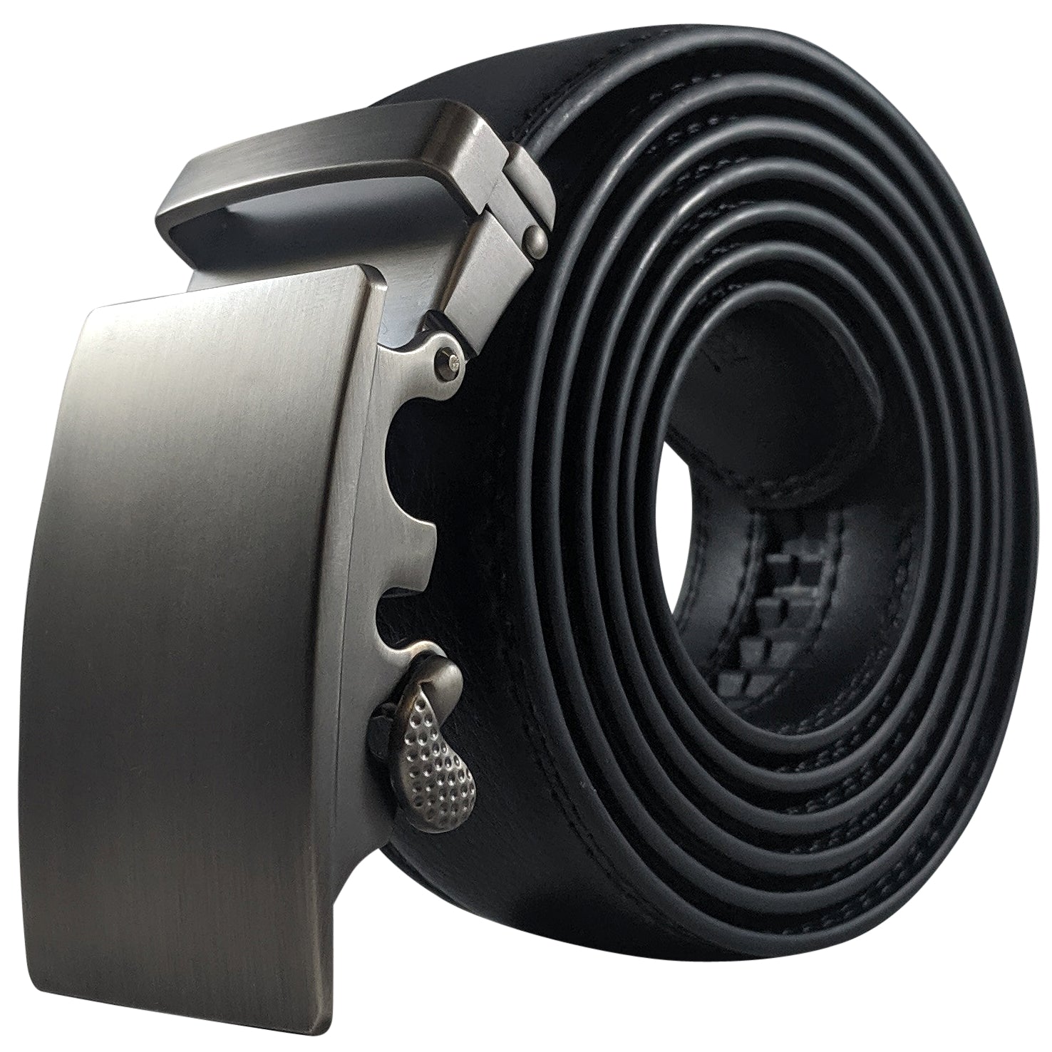 Celebrity Mens Black Leather Ratchet Belt Automatic Strap Buckle Waistband  Waist V8K3