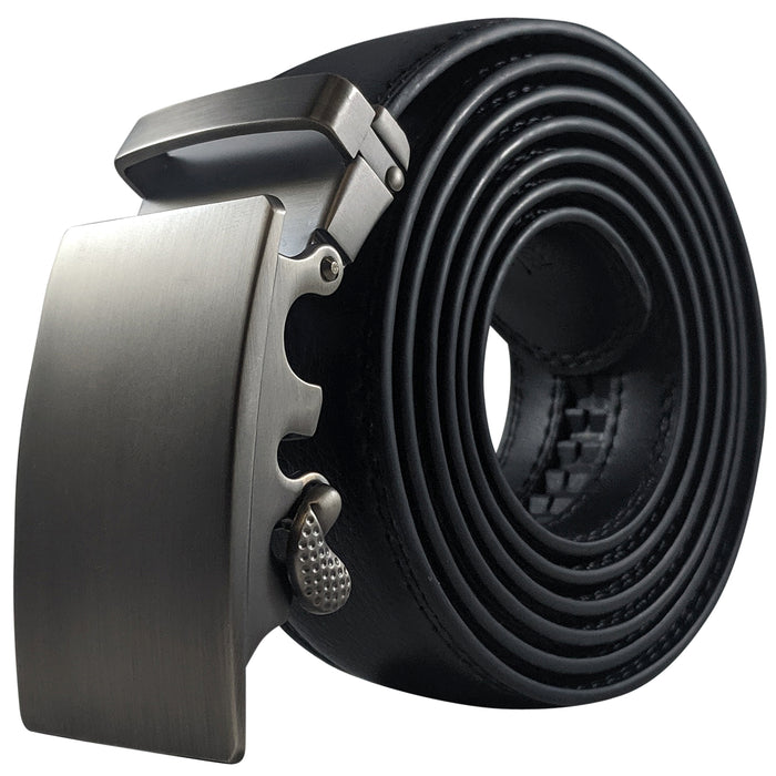 Black Ratchet Belt with Automatic Buckle - Rolled Angle