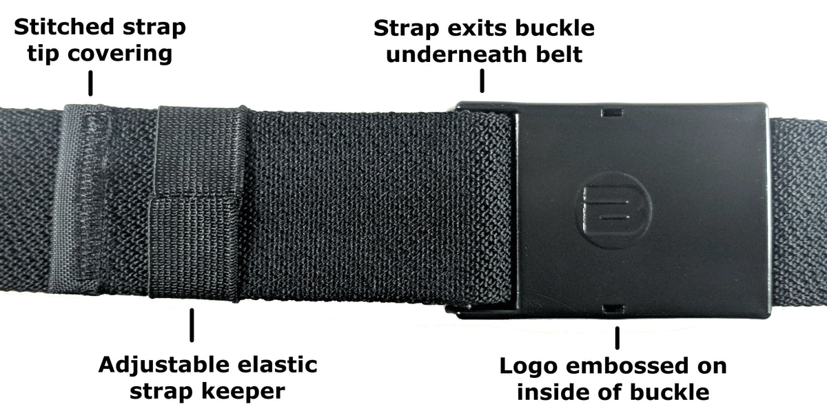 1.25 Inch Elastic Stretch Belt with Side-Release Buckle and Adjustable  Strap Length, for Men and Women (Black, Regular)